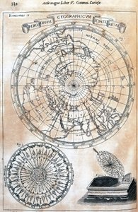 Temps, carte des fuseaux horaires du monde connu par le général Kircher - Unbekannter Künstler