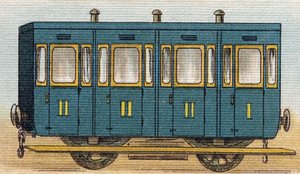 Wagon de train. Gravure dans "Alphabet de ma petite fille". Bernardin-Béchet et Fils, libraires-éditeurs, Paris, vers 1895. Album incassable sur toile. Bibliothèque des Bébés. - Unbekannt