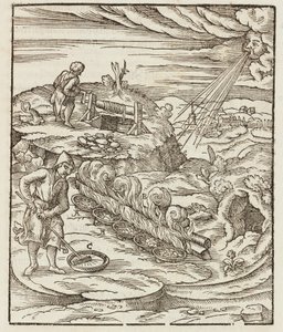 Traitement du bismuth - Gravure extraite de Description des minerais et des principales méthodes d