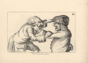 Deux rustiques Hal et Dick se battant à propos d