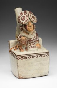 Vase en forme de souverain assis avec un chat des pampas, 250-550 apr. J.-C. - Unbekannt