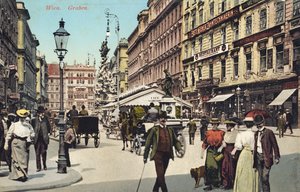 Vienne, Graben - rue célèbre du centre-ville avec des gens se promenant - Unbekannter Künstler