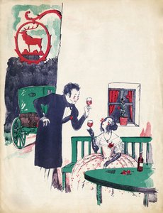 Romance viennoise - couple du début du 19e siècle buvant du vin rouge, trinquant dans le 