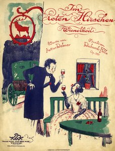 Romance viennoise - couple du début du 19e siècle buvant du vin rouge, portant un toast dans le 