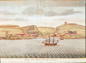 Vue de Sao Tiago (Santiago) au Cap-Vert (dessin) - Unbekannter Künstler