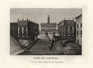 Vue de la colline du Capitole, Piazza del Campidoglio, Palazzo Senatorio, Rome