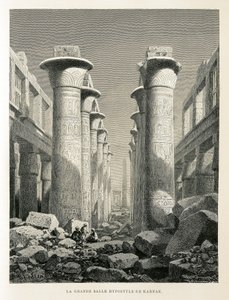 Vue de la Grande Salle Hypostyle à Karnak, Égypte - Illustration de l