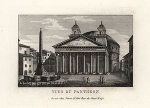 Vue du Panthéon avec fontaine et obélisque Macuteo sur la Piazza della Rotonda, Rome - Unbekannt