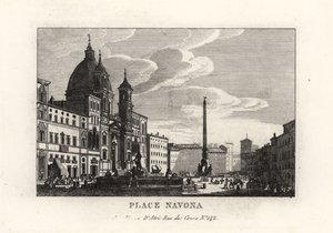 Vue de la Piazza Navona, avec la fontaine, l