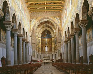 Vue de la nef de la cathédrale de Monreale, Sicile