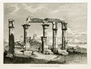 Vue des ruines du temple de Médamoud près de Thèbes, Égypte Illustration de l