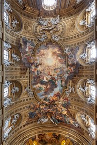 Vue de la voûte de la nef avec "Le Triomphe au Nom de Jésus", Église du Gesù, Rome, Italie - Unbekannter Künstler