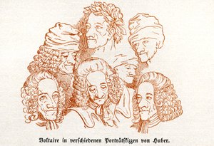 Voltaire. Divers portraits esquissés.
