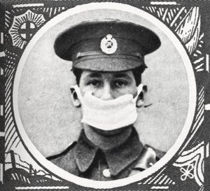 Première Guerre mondiale - Homme portant un respirateur en coton - Unbekannter Künstler