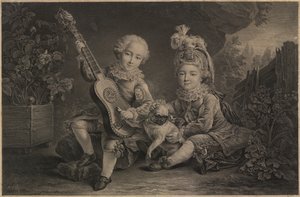 Jeunes enfants jouant, Paris, vers 1775 - Unbekannter Künstler