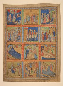f. 1 : Une série de 24 miniatures de la Vie du Christ ; Sept découpes de manuscrits enluminés. XIIe siècle-XVe siècle - Unbekannter Künstler
