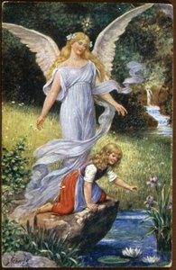 Ange gardien veillant sur un enfant, c. 1910 - Unbekannter Künstler