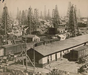 Derricks pétroliers à Burkburnett, Texas - Underwood and Underwood