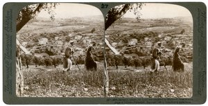 Béthanie, vue depuis le versant est du Mont des Oliviers, Palestine, 1899 - Underwood and Underwood