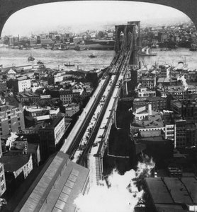 Pont de Brooklyn, New York, États-Unis, fin du 19e ou début du 20e siècle - Underwood and Underwood