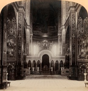 Allée centrale de la cathédrale de Vladimir, Kief - la plus belle église de Russie, 1898 - Underwood and Underwood