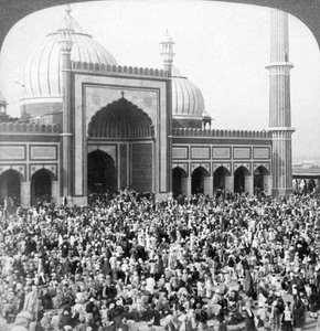 Jour de jeûne à la mosquée Jama Masjid, Delhi, Inde, 1903