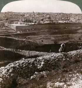 Jérusalem, vue du sud-est, montrant le site du temple, Palestine, années 1900 - Underwood and Underwood