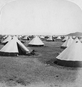 Camp militaire à De Aar, Afrique du Sud, Guerre des Boers, 1900 - Underwood and Underwood