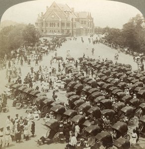 Rickshaws devant Christ Church, Simla, Inde, 26 juin 1902