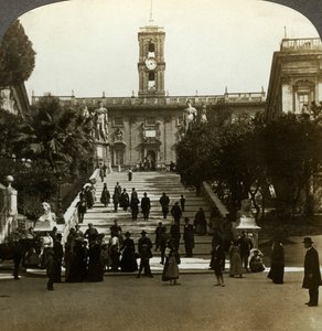 Palais sénatorial, Piazza del Campidoglio, Colline du Capitole, Rome, Italie - Underwood and Underwood