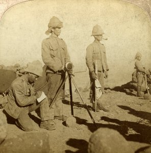 Signaleurs du Régiment du Yorkshire, New Zealand Hill, Afrique du Sud, Guerre des Boers - Underwood and Underwood