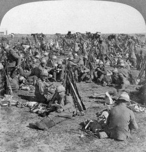 La compagnie Coldstream lors de la grande campagne du Transvaal, Afrique du Sud, guerre des Boers, 1900 - Underwood and Underwood