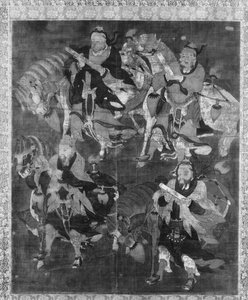 Quatre divinités avec des chevaux