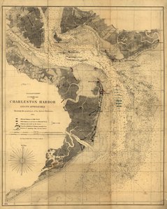 Le port de Charleston et ses abords montrant les positions des batteries rebelles. LOC 99448827