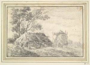 Grange et meule de foin - Unknown