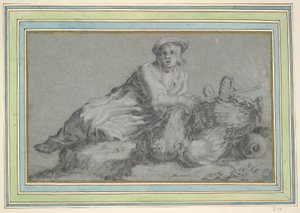 Garçon avec Deux Poules et un Panier - Unknown