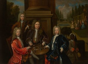 Elihu Yale assis à table avec le deuxième duc de Devonshire et Lord James Cavendish - Unknown