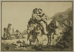 Famille de voyageurs au repos - Unknown