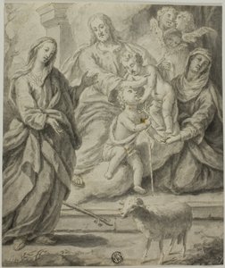 Sainte femme regardant la Sainte Famille et l