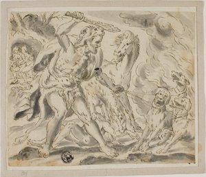 Hercule, Cerbère et les juments de Diomède - Unknown