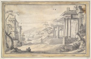 Paysage italianisant avec villa imaginaire - Unknown