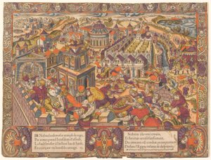 Jérusalem est prise et brûlée, le roi Sédécias a les yeux crevés. Et Jérémie est mené à Babylone. Jérémie 39-43, no. 6, L