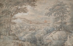 Paysage avec vue lointaine dans la vallée