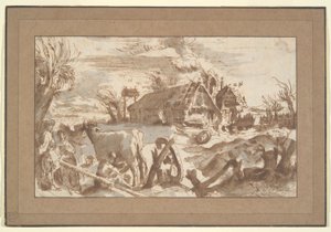 Paysage avec ferme - Unknown