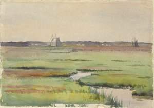 Paysage de Marais avec Bateaux