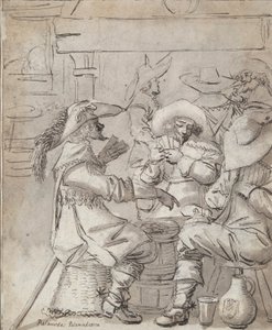 Hommes jouant aux cartes (recto); Intérieur d