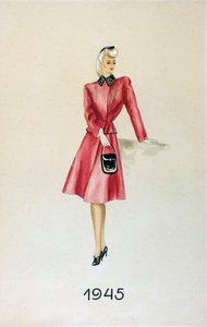 Mannequin en costume, tenant un sac à main, 1945 - Unknown