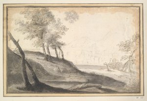 Paysage montagneux avec arbres et ville au loin