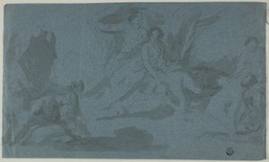 Scène mythologique avec femme se baignant