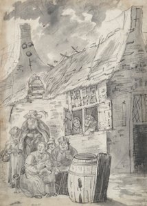 Paysans devant un cottage - Unknown